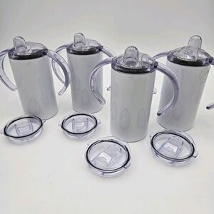 Lot of 4 Sublimation Blank‎ Sippy Cups 12oz Stainless Steel Baby Bottle...